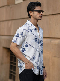 Powerlook Men Tartan Checked Spread Collar Casual Shirt