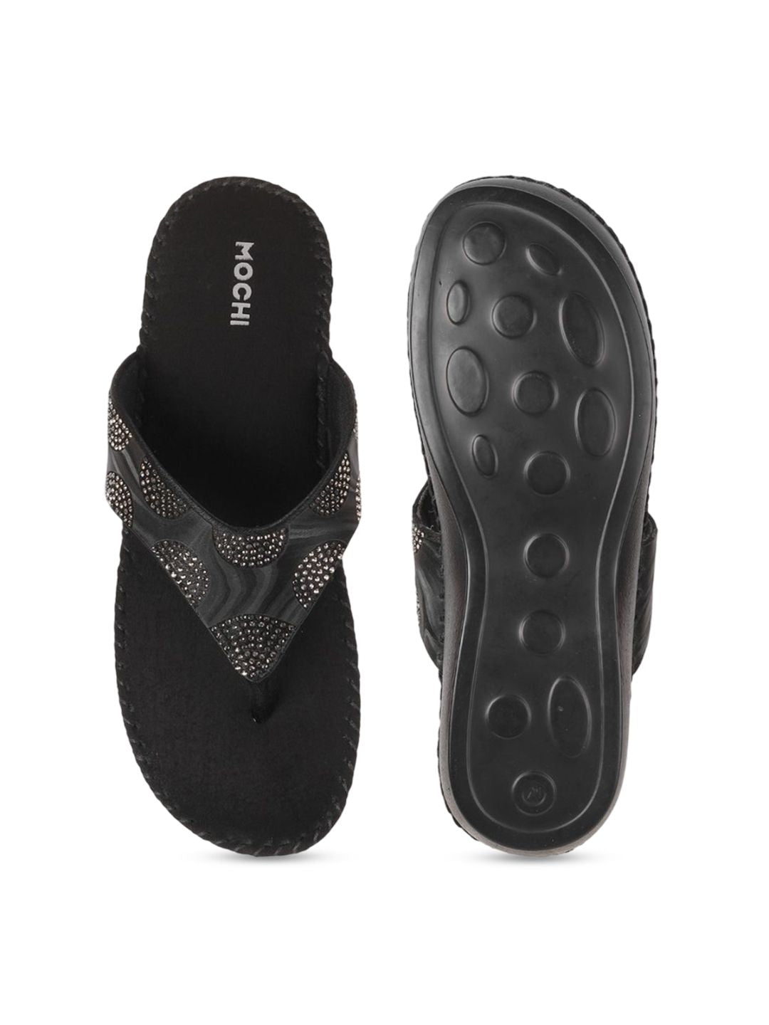 Mochi Women Embellished Open Toe Flats