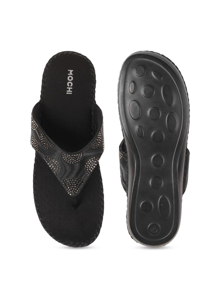 Mochi Women Embellished Open Toe Flats