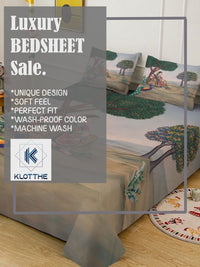 KLOTTHE Grey Ethanic Printed Dilengkapi 300 TC King Fine Bedsheet Dengan 2 Sarung Bantal