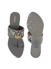 Mochi Women Printed Open Toe Block Heel Sandals