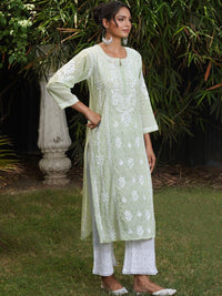 House of Chikankari Women Ethnic Motifs Embroidered Chikankari Indie Prints Kurta