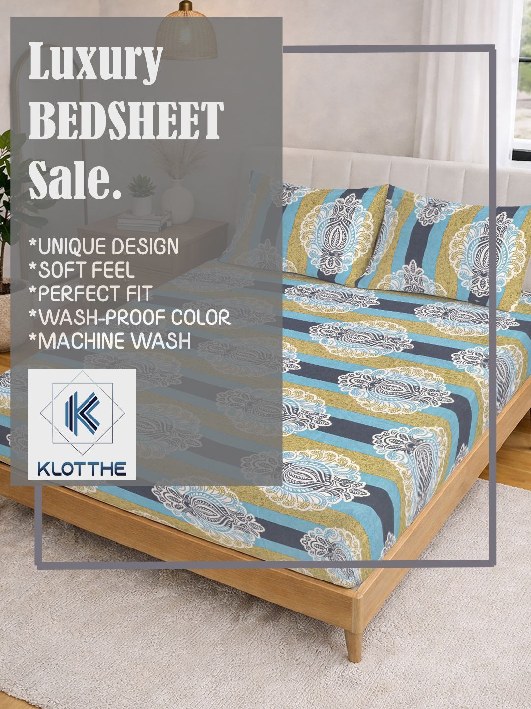 KLOTTHE Multi Floral  300 TC Super King Fine Bedsheets