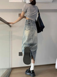 DressBerry Women Denim A-Line Midi Skirt