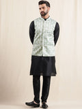 Anouk Mandarin Collar Straight Kurta With Pyjamas & Nehru Jacket
