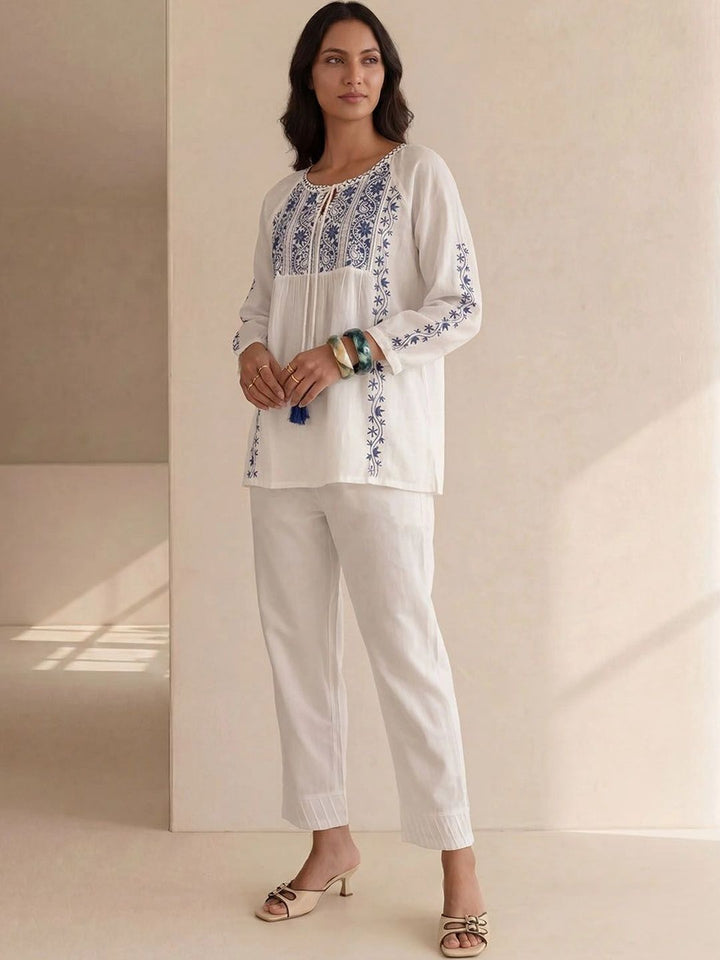 House of Chikankari Embroidered Ethnic Cotton Top