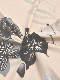 KLOTTHE Beige Printed Fitted Double Bedsheet