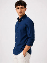 ADRO Men Navy Blue Striped Regular Fit Casual Cotton Shirt
