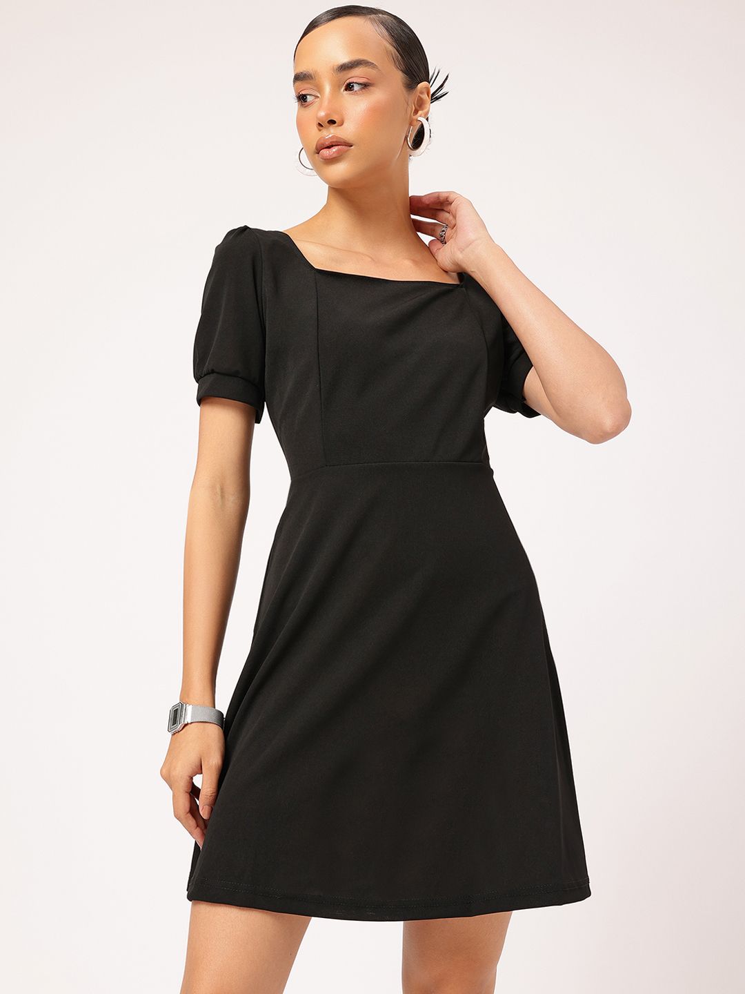 DressBerry Puff Sleeve Fit & Flare Dress