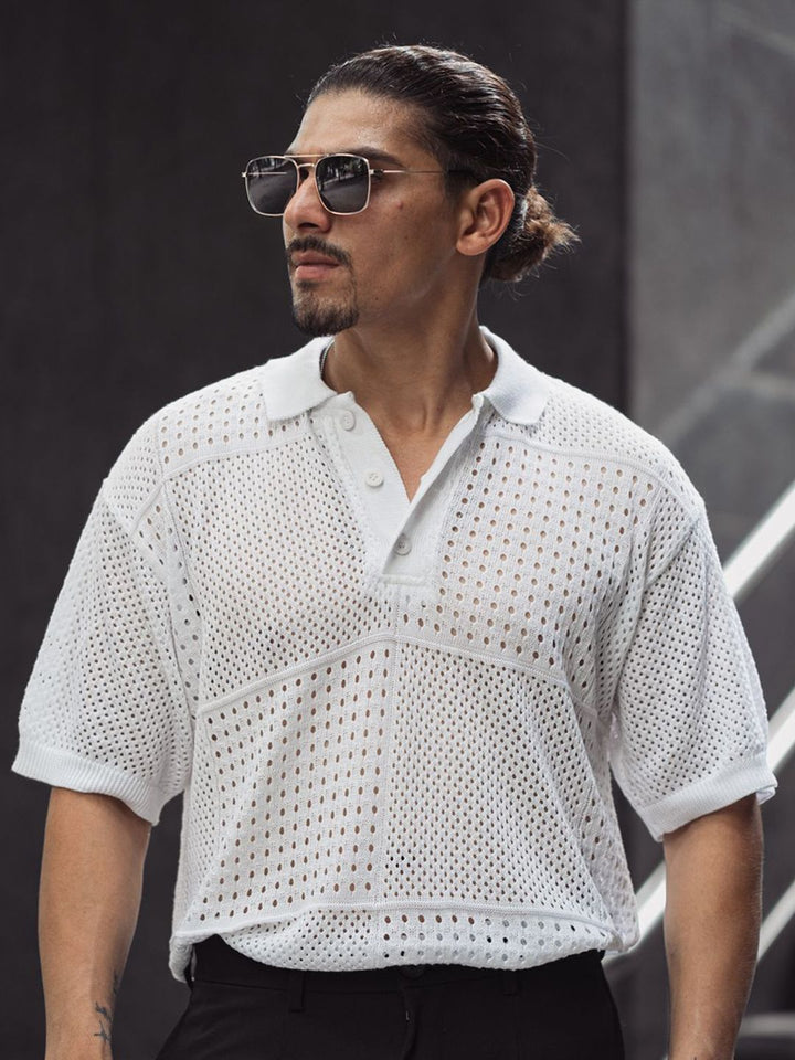 Powerlook Men Polo Collar Drop-Shoulder Sleeves T-shirt