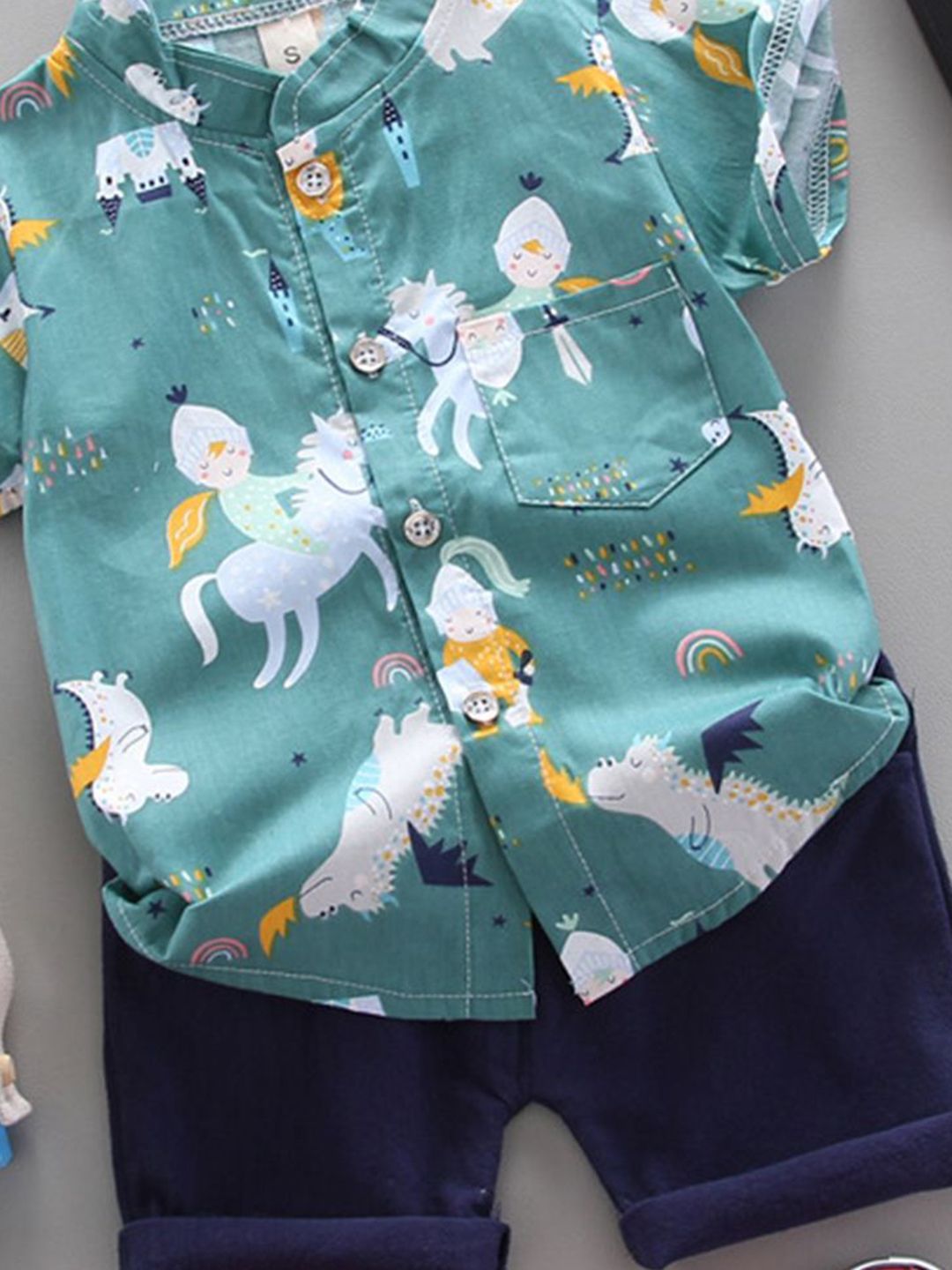 YK Boys Printed Shirt & Shorts Clothing Set