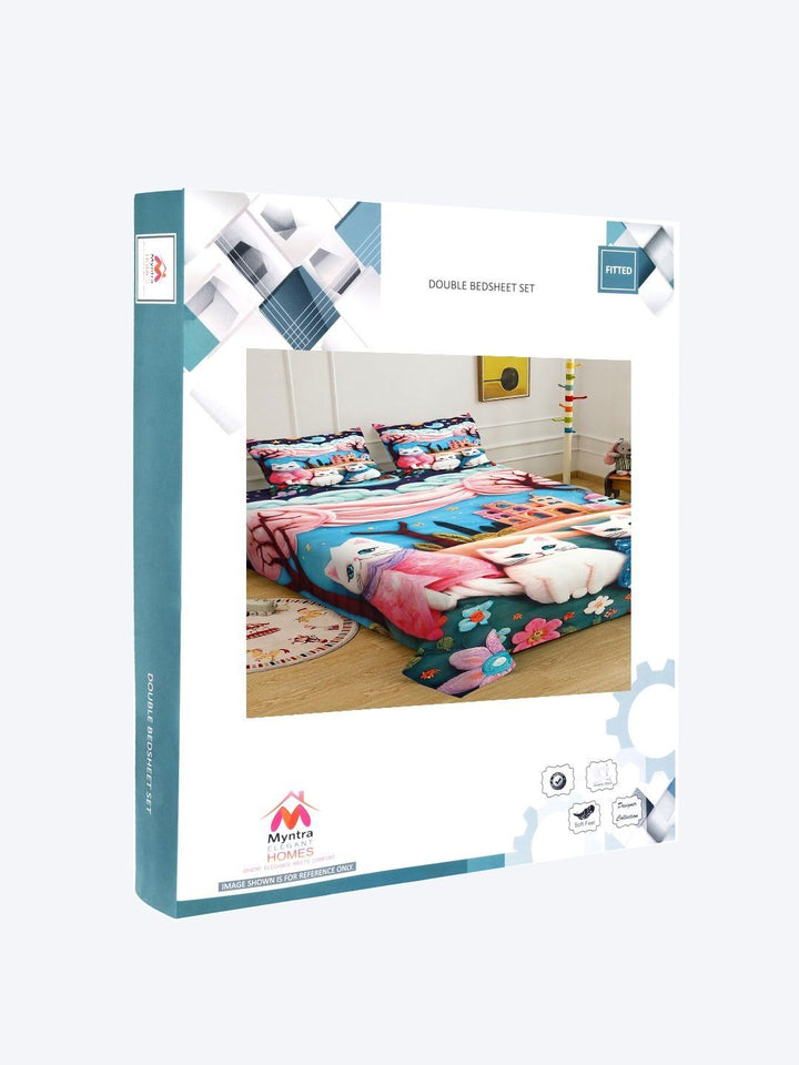 Myntra Elegant Homes Watak Kartun Pelbagai Warna 300 TC Cadar King dengan 2 Sarung Bantal