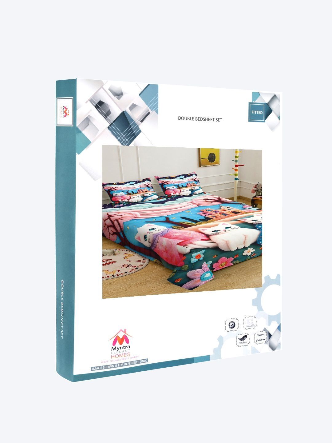 Myntra Elegant Homes Watak Kartun Pelbagai Warna 300 TC Cadar King dengan 2 Sarung Bantal