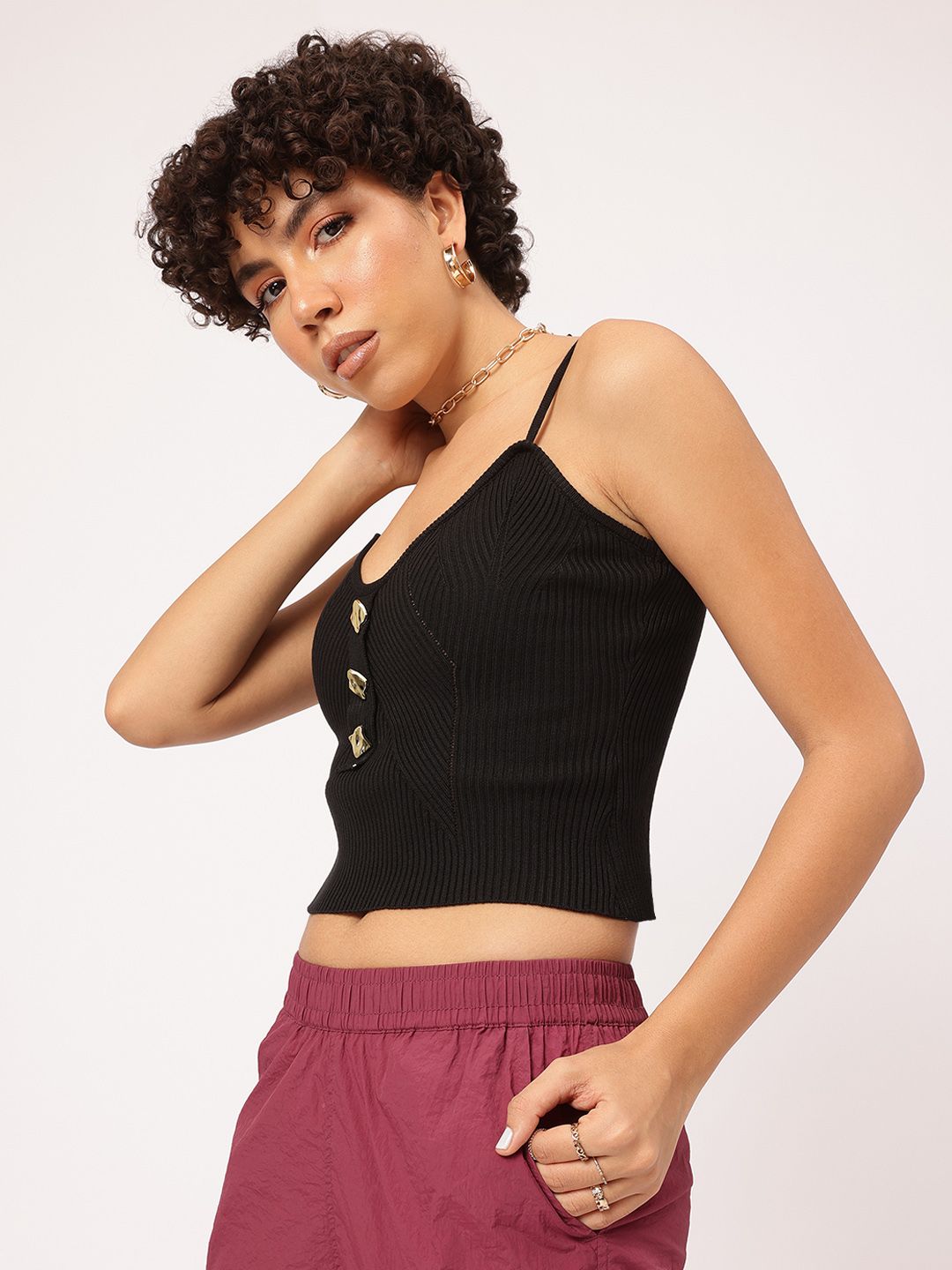 DressBerry Feminine Flair Strappy Textured Top