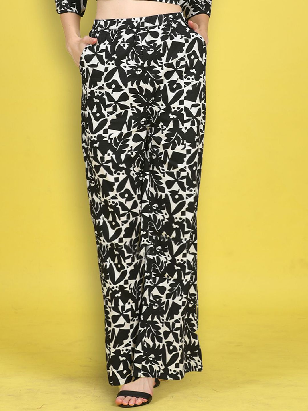 Cutiekins Girls Floral Printed Knitted Palazzos