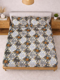 KLOTTHE Cadar Bercetak Kelabu & Putih 300 TC Double Dengan 2 Sarung Bantal- 2.5 m x 2.25 m