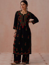 Rumah Chikankari Kurta Chikankari Biasa Wanita dengan Seluar