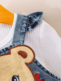 YK Infant Girls Applique Cotton Dungaree