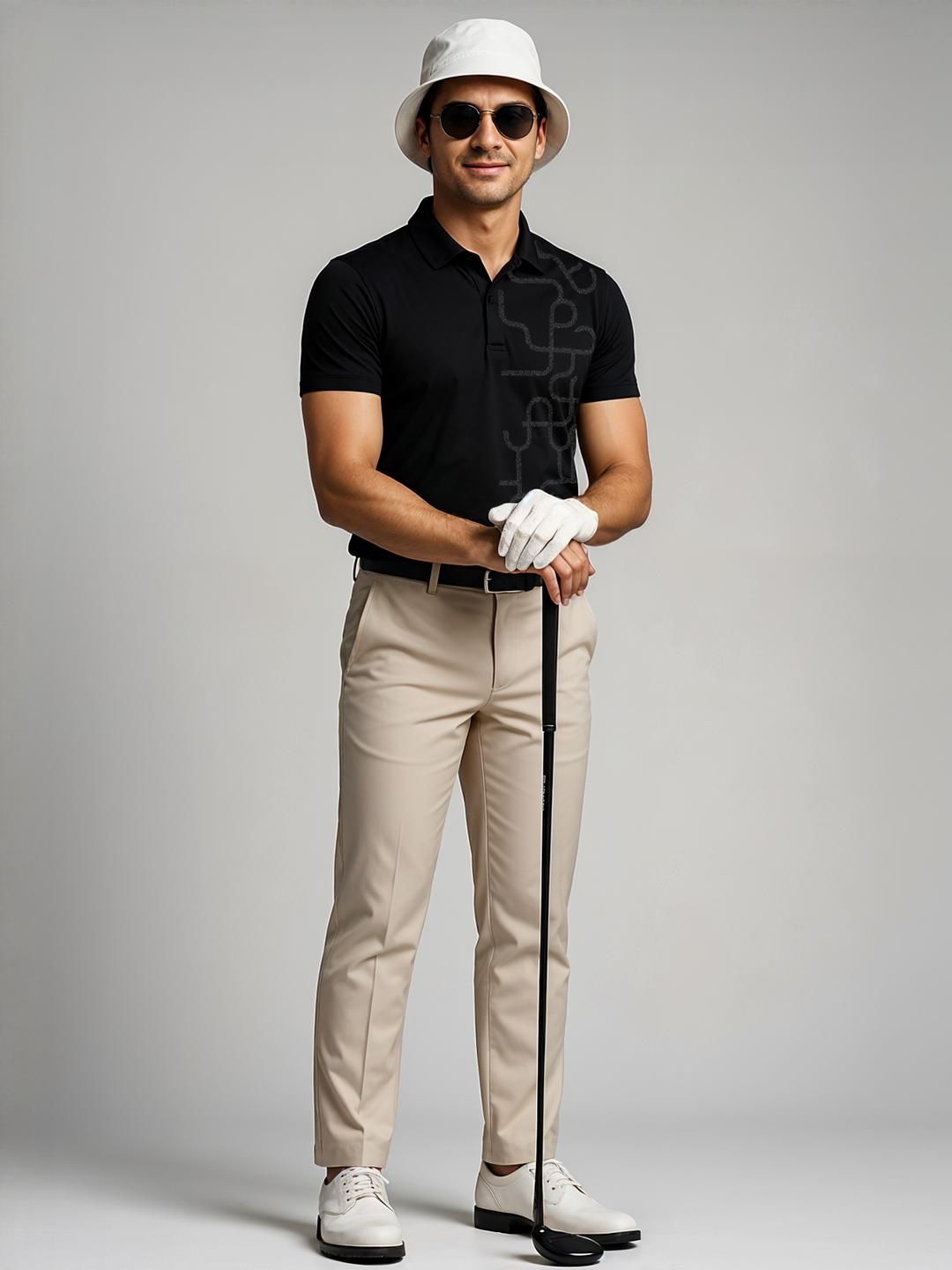 ADRO Men Black Cotton Tshirts