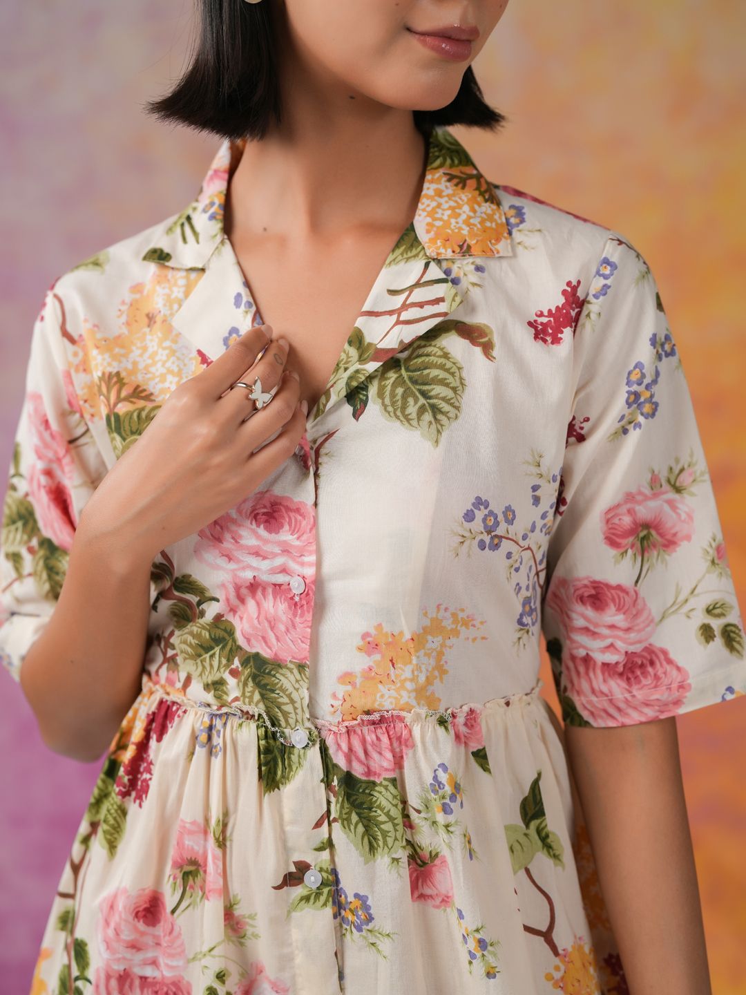 Sanskrutihomes Wanita Bercetak Fit & Flare Midi Dress
