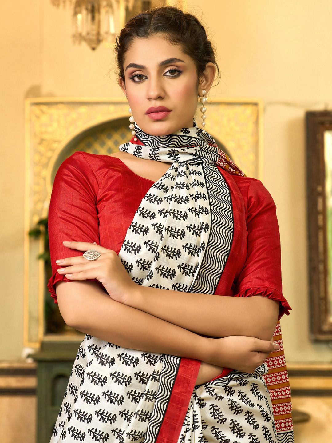 Saree mall Bagh Art Silk Block Print Sarees