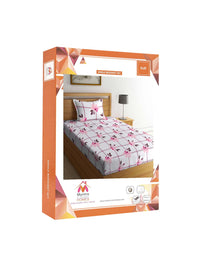 Myntra Elegant Homes White & Pink Floral Printed 300 TC Single Bedsheet Set 2.25 m x 1.5 m