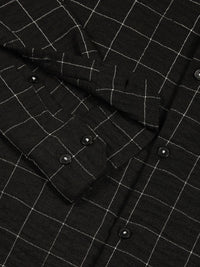 Thomas Scott Men Smart Spread Collar Windowpane Checked Slim Fit Casual Shirt