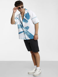Campus Sutra Men Comfort Cuban Collar Graphic Printed  Oversized Casual Shirt