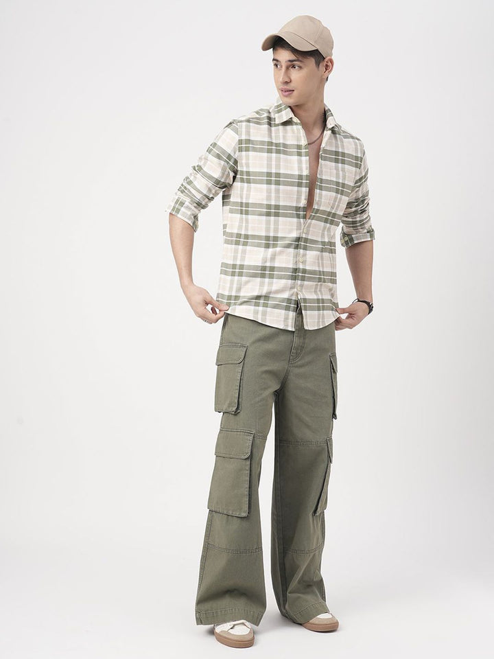 VASTRADO Men Classic Slim Fit Opaque Checked Casual Shirt