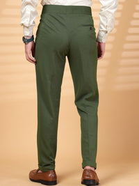 KLOTTHE Men Olive Lycra Formal Formal Trousers