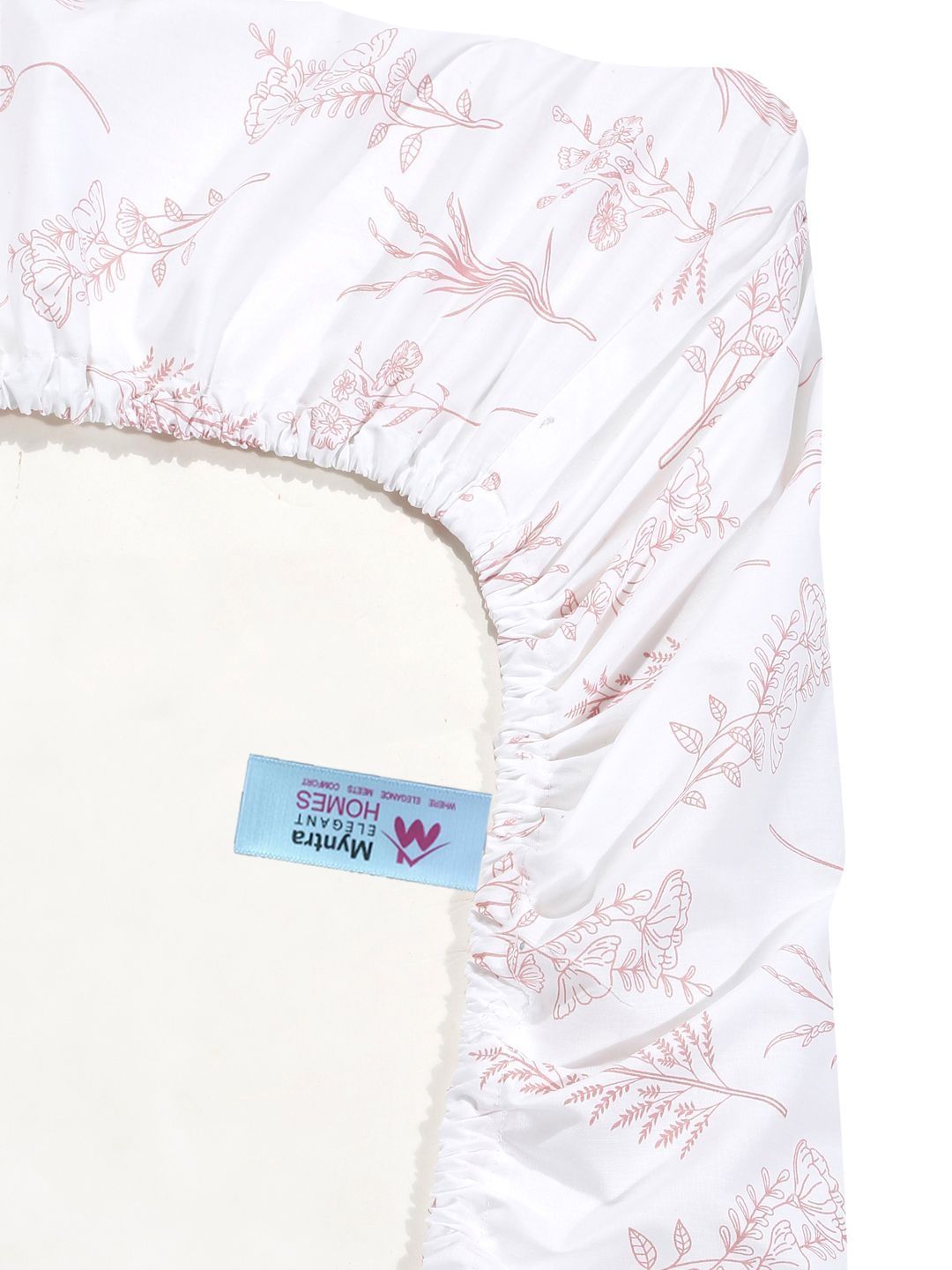 Myntra Elegant Homes White Floral 400 TC Cadar dengan 2 Sarung Bantal