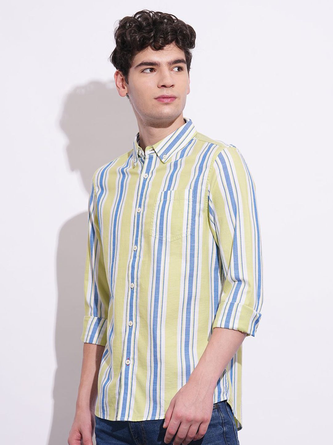 Being Human Men Classic Slim Fit Opaque Striped Casual Shirt