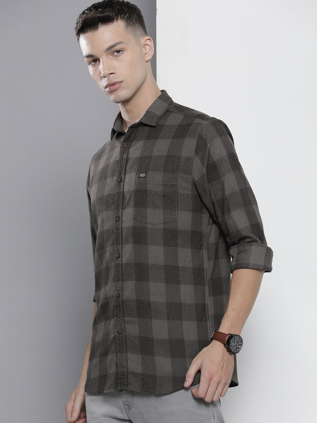 The Indian Garage Co Pure Cotton Checked Casual Shirt