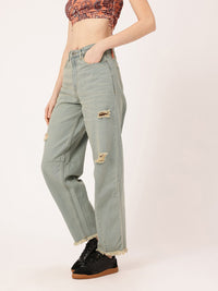 DressBerry Women Grunge Touch Slouchy Fit Mildly Distressed Light Fade Frayed Jeans