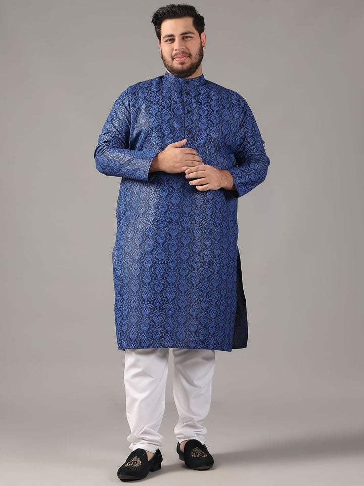 SOJANYA PLUS Size Ethnic Motifs Printed Band Collar Straight Kurta