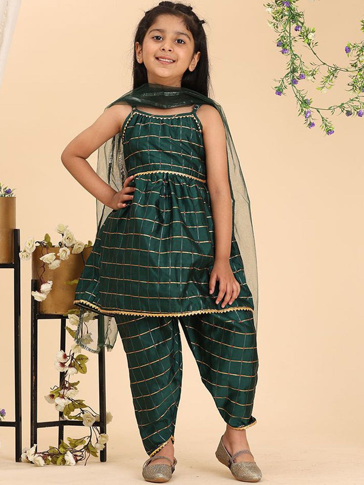Cutiekins Girls Regular Gotta Patti Kurta with Dhoti Pants