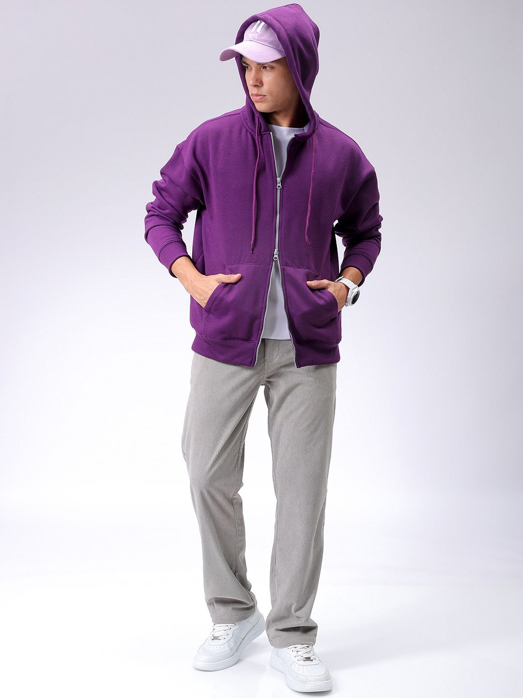 The Indian Garage Co Men Hooded Double Way Front Open Zipper Sweatshirt