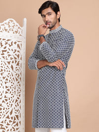 Jompers Men Geometric Embroidered Sequinned Kurta
