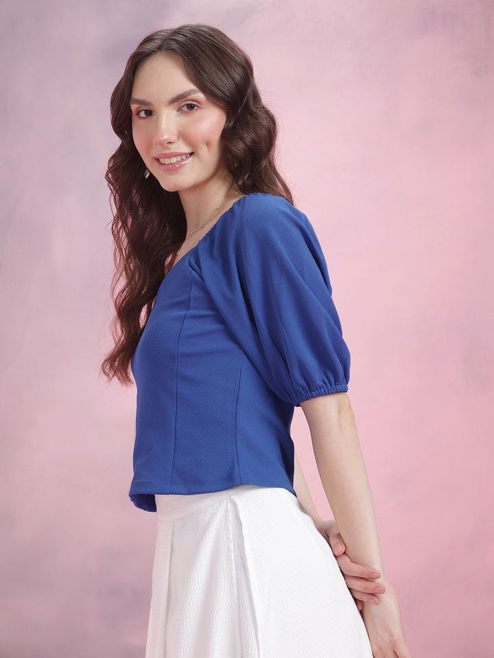 DressBerry Sweetheart Neck Puff Sleeve Top
