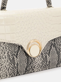 DressBerry Snake Skin Textured Colourblocked Satchel