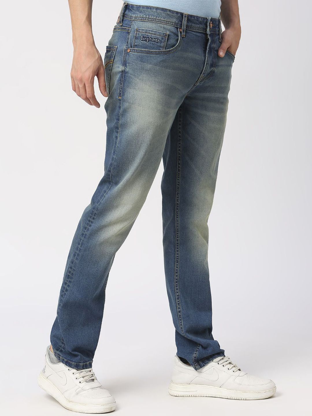 Being Human Men Slim Straight Fit Clean Look Light Fade Jeans