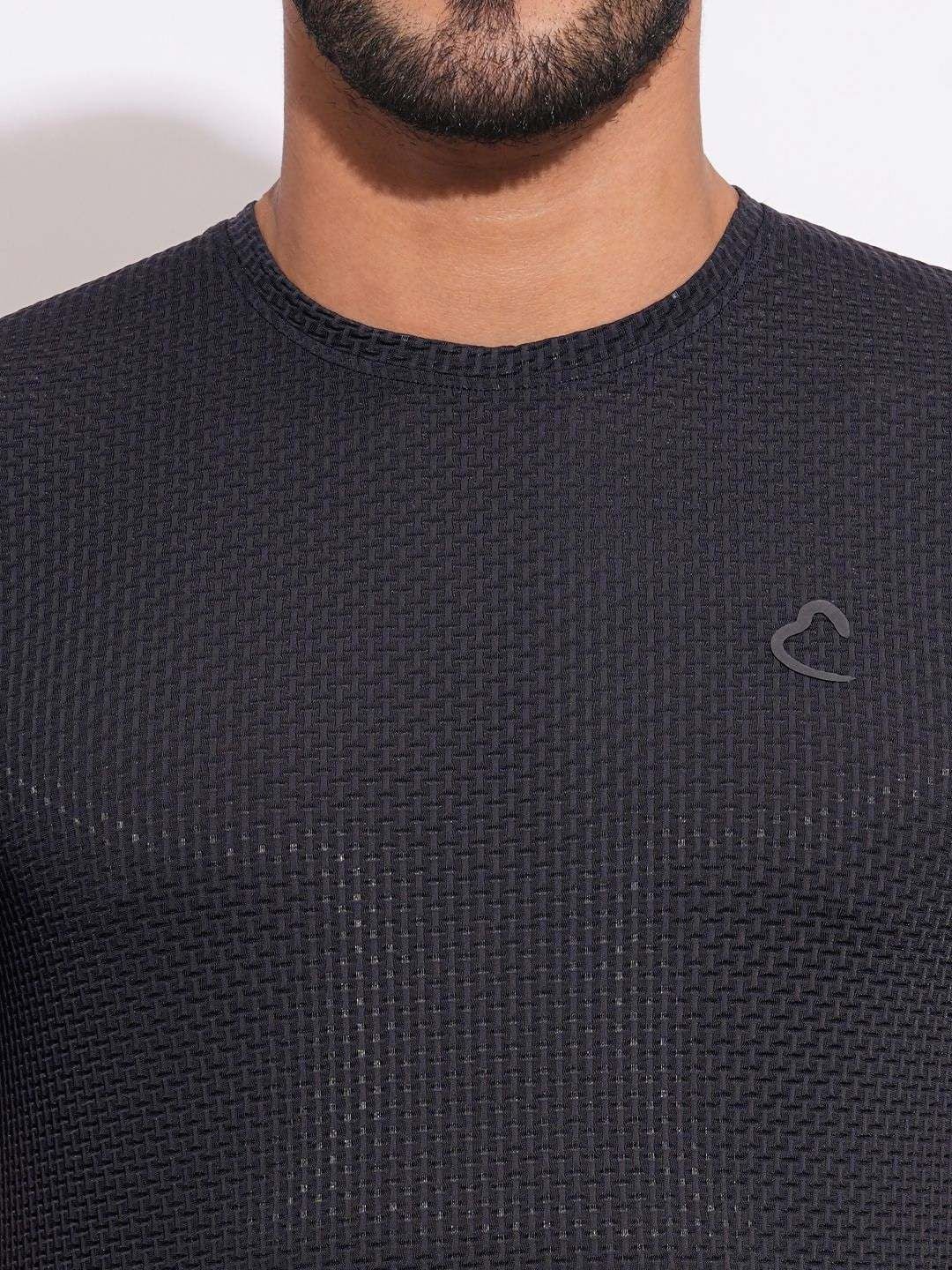 Being Human Men Self Design Round Neck Nylon Slim Fit T-shirt