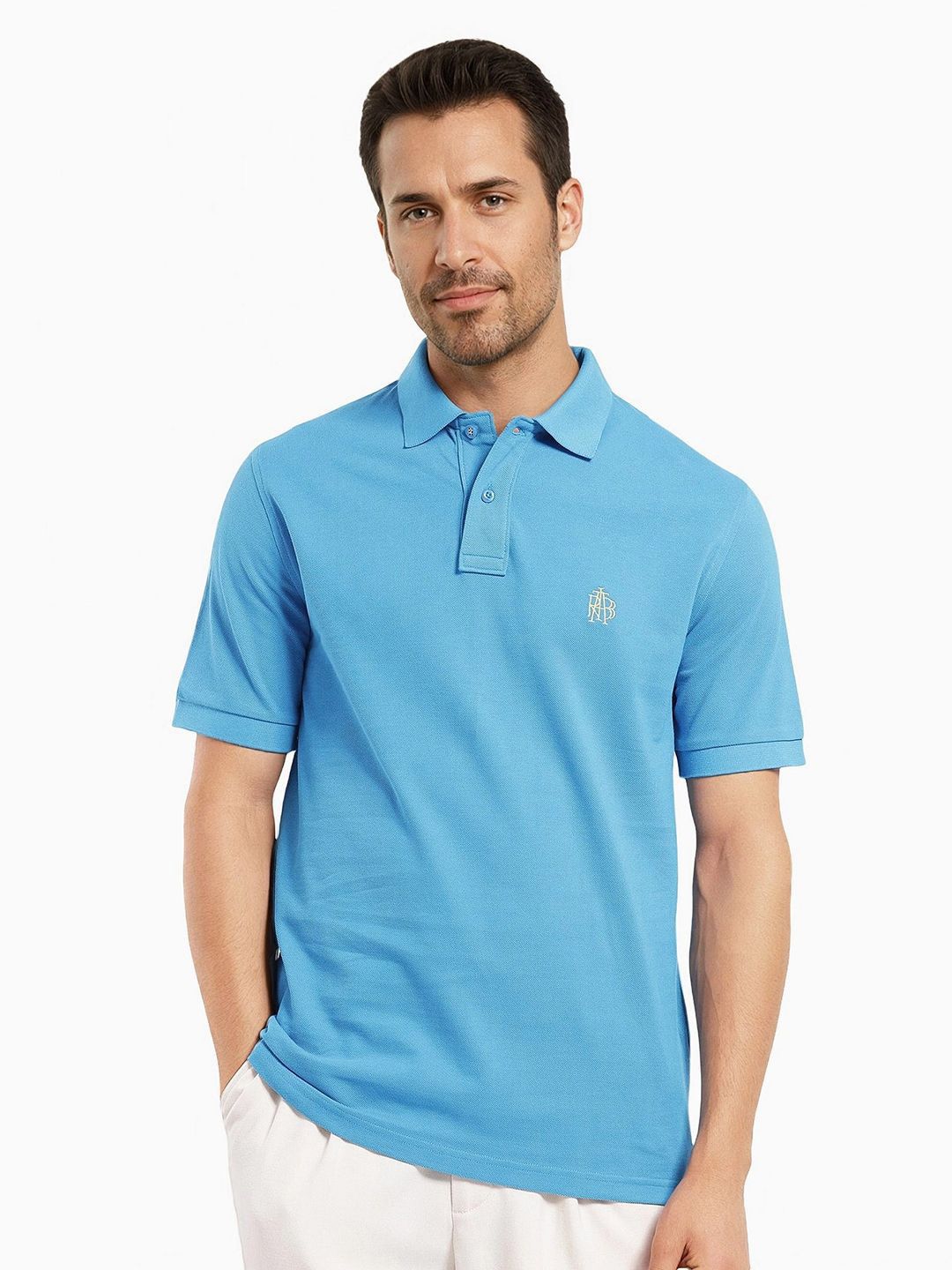 RARE RABBIT Men Solid Polo Collar Cotton T-shirt
