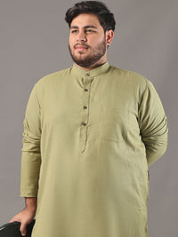 SOJANYA PLUS Plus Size Lelaki Band Collar Pure Cotton Kurta Lurus Dengan Piyama