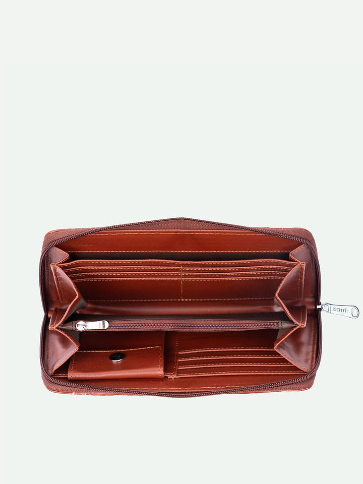 ZOUK Women Floral Printed Leather Zip Around Wallet