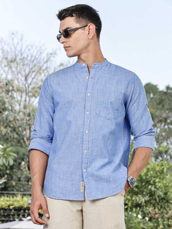Thomas Scott Men Premium Slim Fit Opaque Casual Shirt