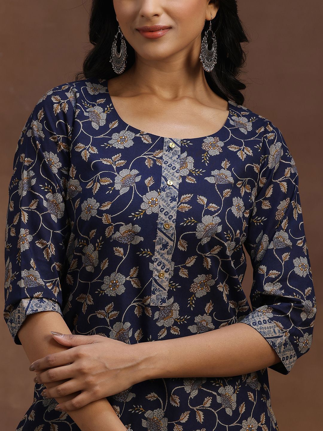 Libas Floral Printed Pure Cotton Kurta with Trousers & Dupatta