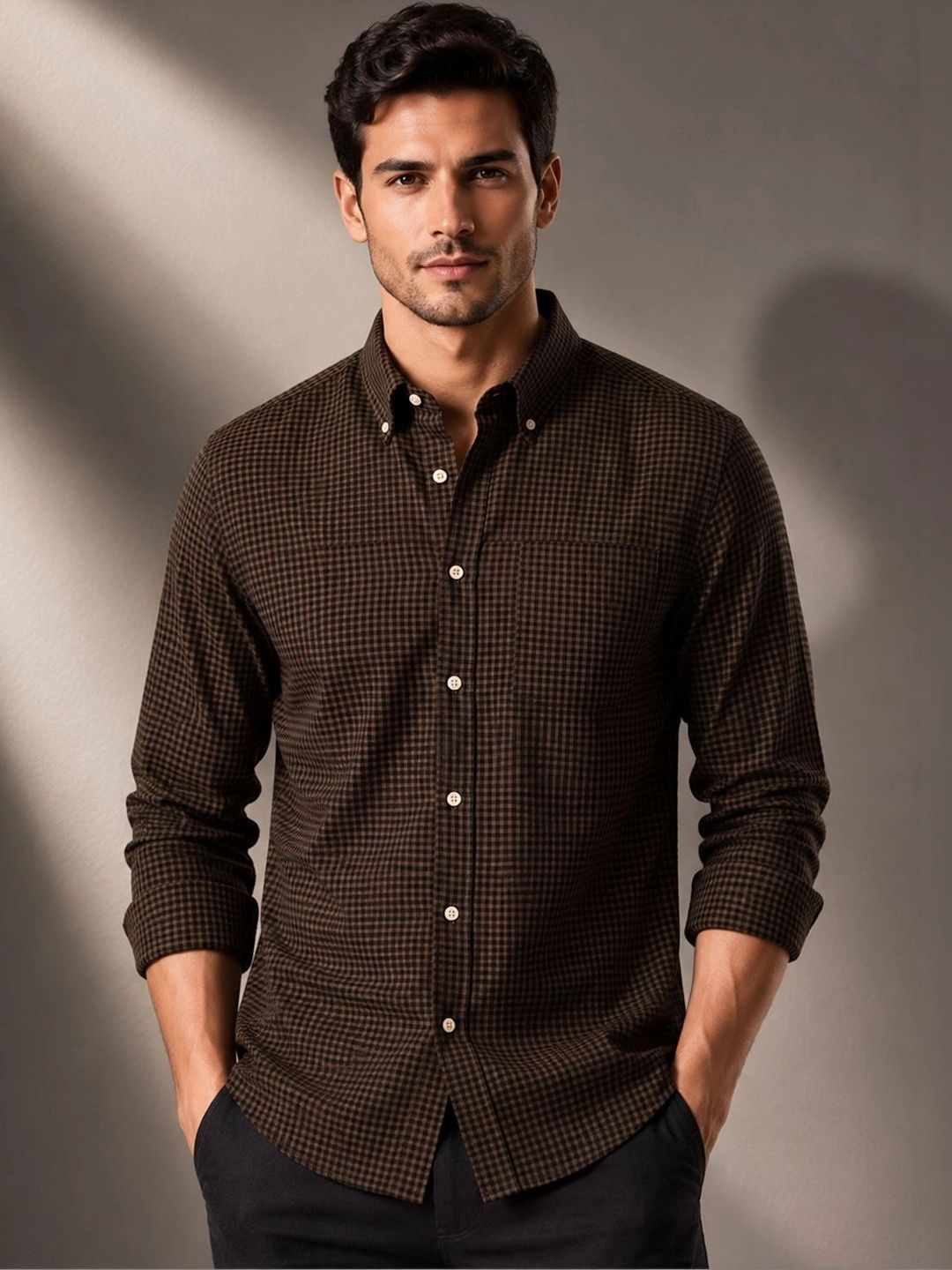 ADRO Men Standard Micro Checks Checked Casual Shirt