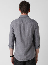 VASTRADO Men Classic Spread Collar Textured Solid Cotton Slim Fit Casual Shirt
