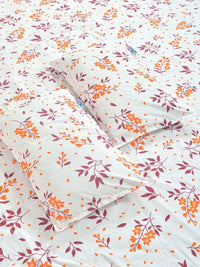 Myntra Elegant Homes White Floral 300 TC King Double Bedsheet with 2 Pillow Covers